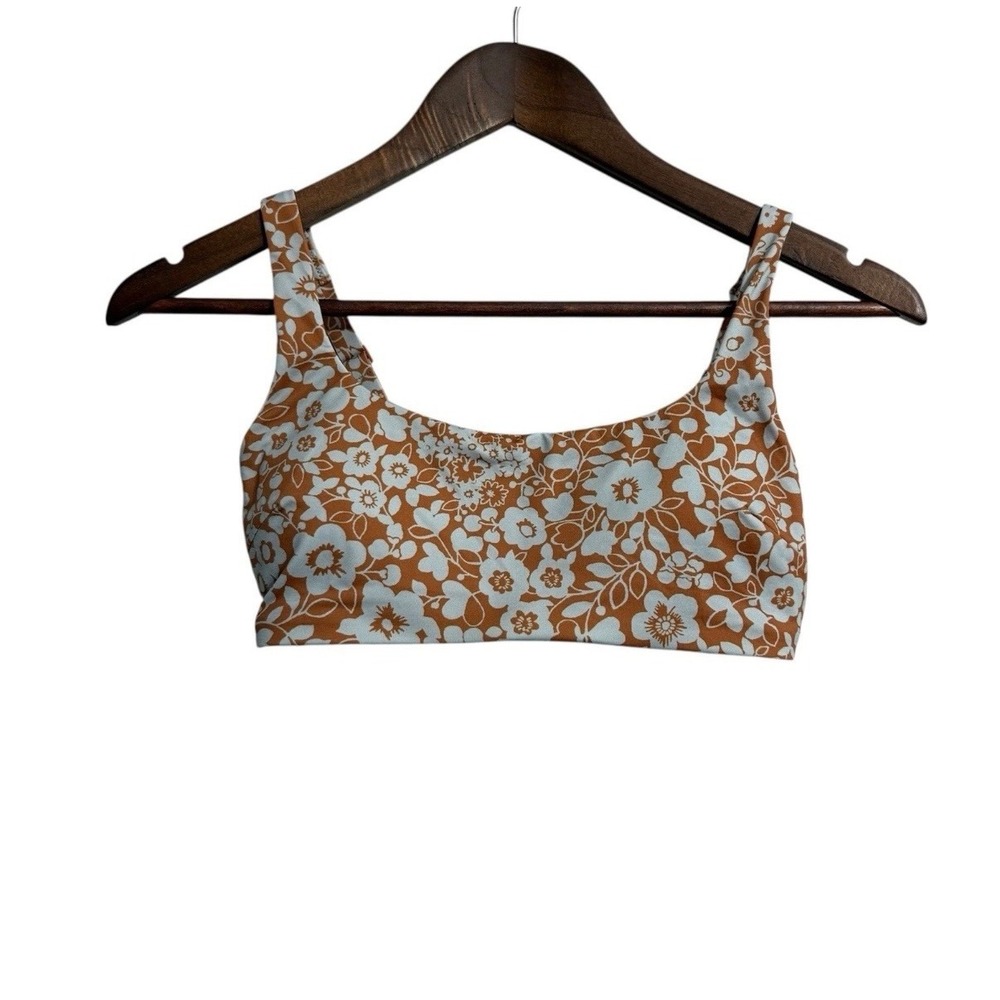 NWT Everlane bikini top women's XS blue floral cottagecore square neck ReNew